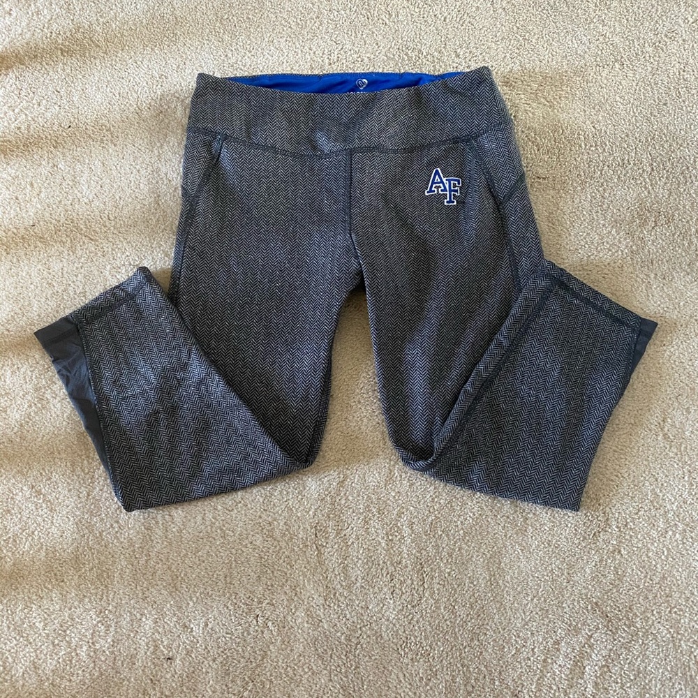 Gray and Blue Air Force Cropped Leggings, Size M